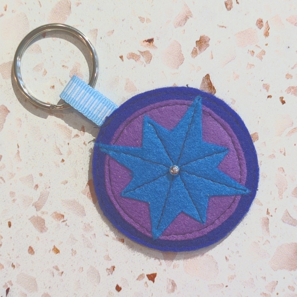 Not All Who Wander Are Lost Key Fob Compass Rose Applique Bead Ribbon | New #3